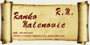 Ranko Malenović vizit kartica